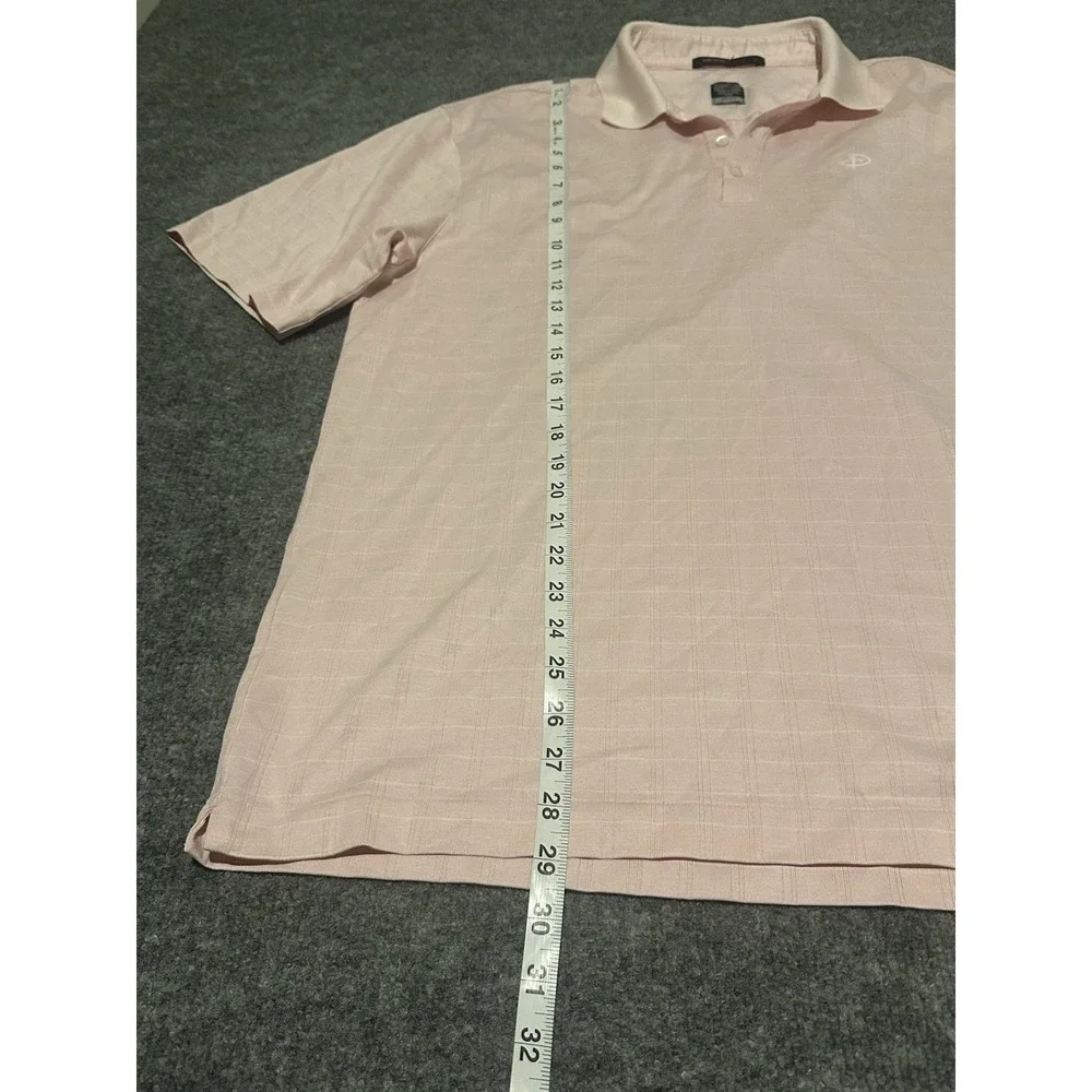 Nike Tiger Woods Collection X Disney Golf Mens L Pink Plaid Polo Shirt EUC